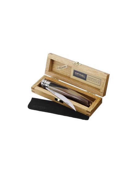 Нож складной филейный Opinel №10 VRI Folding Slim Blond Horn в деревянном кейсе 