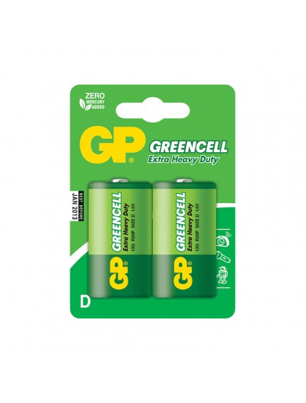 Батарейка GP Greencell D R20-2BL (13G-2CR2)- Тип D - 2 штуки в упаковке Батарейка GP Greencell D R20-2BL (13G-2CR2)- Тип D - 2 штуки в упаковке